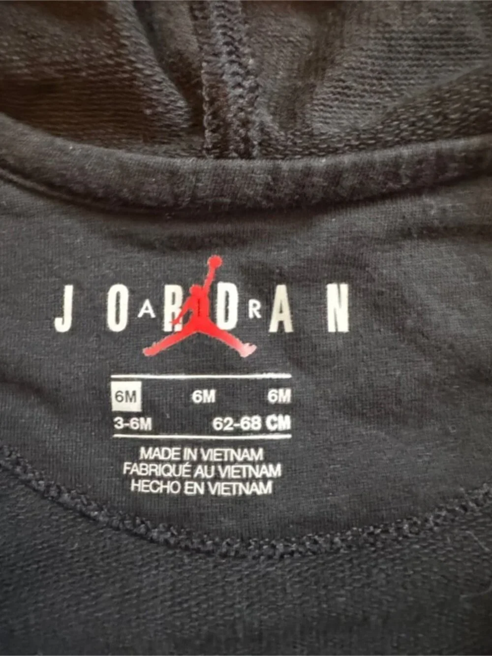 Nike Jordan Black Hooded One-Piece 6 months Red Nike Air Logo unisex cotton